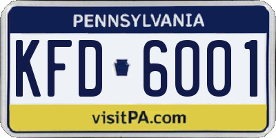 PA license plate KFD6001