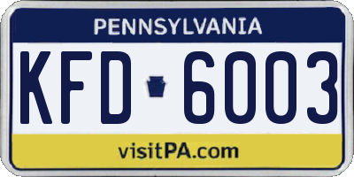 PA license plate KFD6003