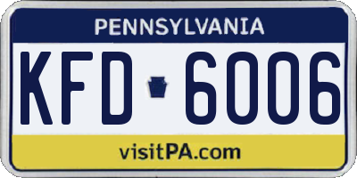 PA license plate KFD6006
