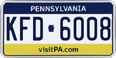 PA license plate KFD6008
