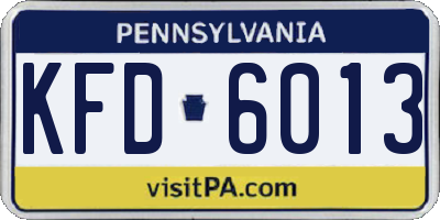 PA license plate KFD6013