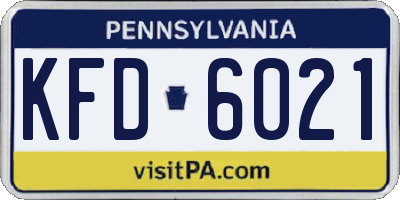 PA license plate KFD6021