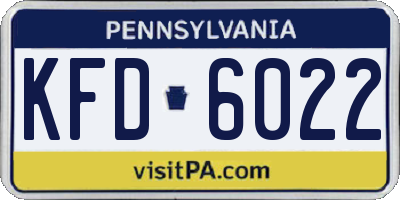 PA license plate KFD6022