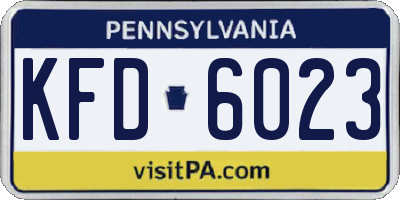 PA license plate KFD6023