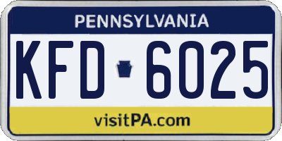 PA license plate KFD6025