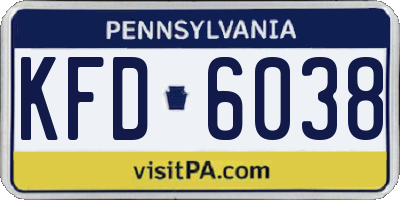 PA license plate KFD6038