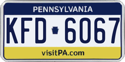 PA license plate KFD6067