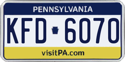 PA license plate KFD6070