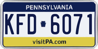 PA license plate KFD6071