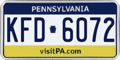 PA license plate KFD6072