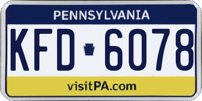 PA license plate KFD6078