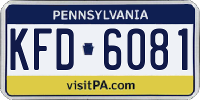 PA license plate KFD6081