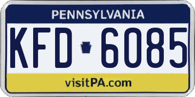 PA license plate KFD6085