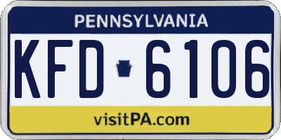 PA license plate KFD6106
