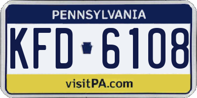 PA license plate KFD6108