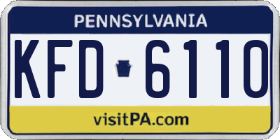 PA license plate KFD6110