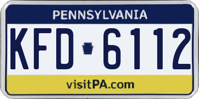 PA license plate KFD6112