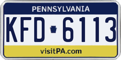 PA license plate KFD6113