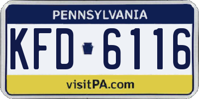 PA license plate KFD6116