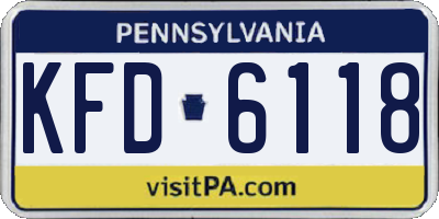 PA license plate KFD6118