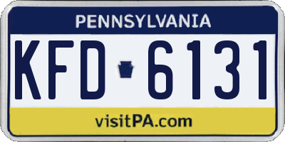 PA license plate KFD6131