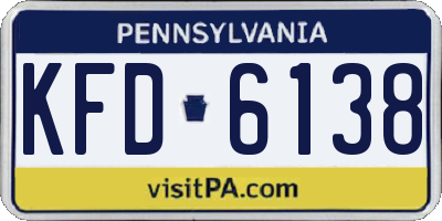 PA license plate KFD6138
