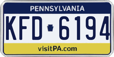 PA license plate KFD6194