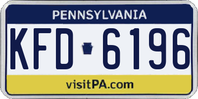 PA license plate KFD6196