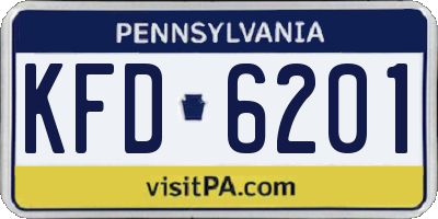 PA license plate KFD6201
