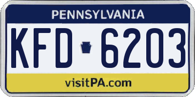 PA license plate KFD6203