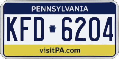 PA license plate KFD6204
