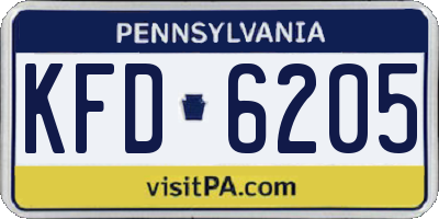 PA license plate KFD6205