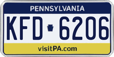 PA license plate KFD6206