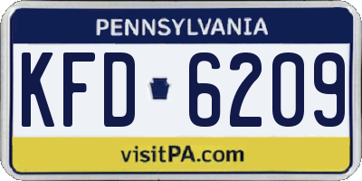 PA license plate KFD6209