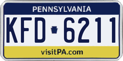 PA license plate KFD6211
