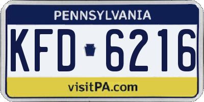 PA license plate KFD6216