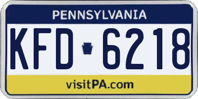 PA license plate KFD6218