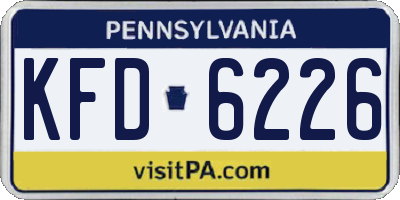PA license plate KFD6226