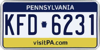 PA license plate KFD6231