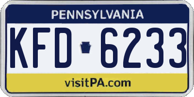 PA license plate KFD6233