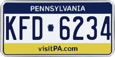 PA license plate KFD6234