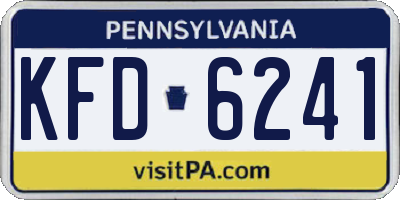 PA license plate KFD6241