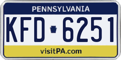 PA license plate KFD6251