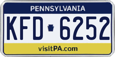 PA license plate KFD6252