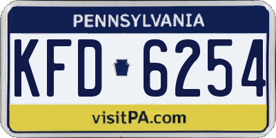 PA license plate KFD6254