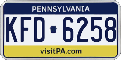 PA license plate KFD6258