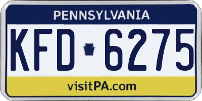 PA license plate KFD6275