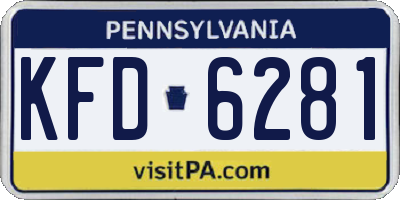 PA license plate KFD6281