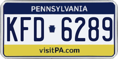 PA license plate KFD6289
