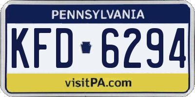 PA license plate KFD6294